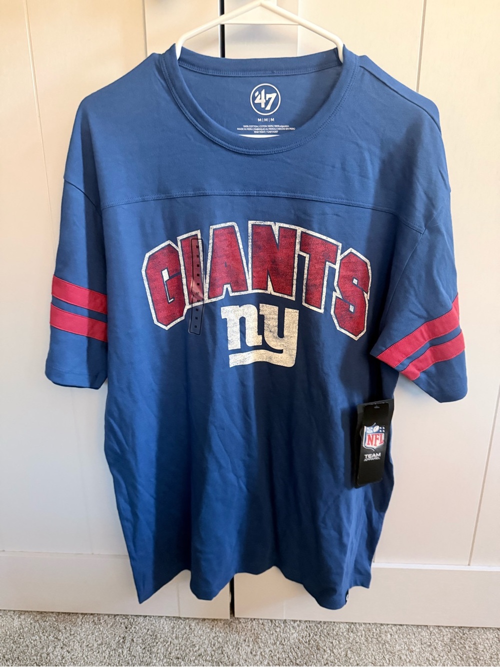 47 New York Giants Blue Tee with Red & White Team Logo